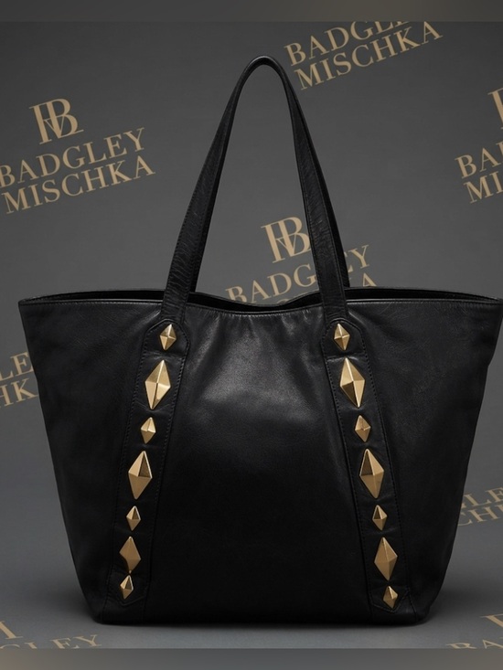 Badgley Mischka Handbags - Authentic Badgley Mischka designer studded black leather handbag purse